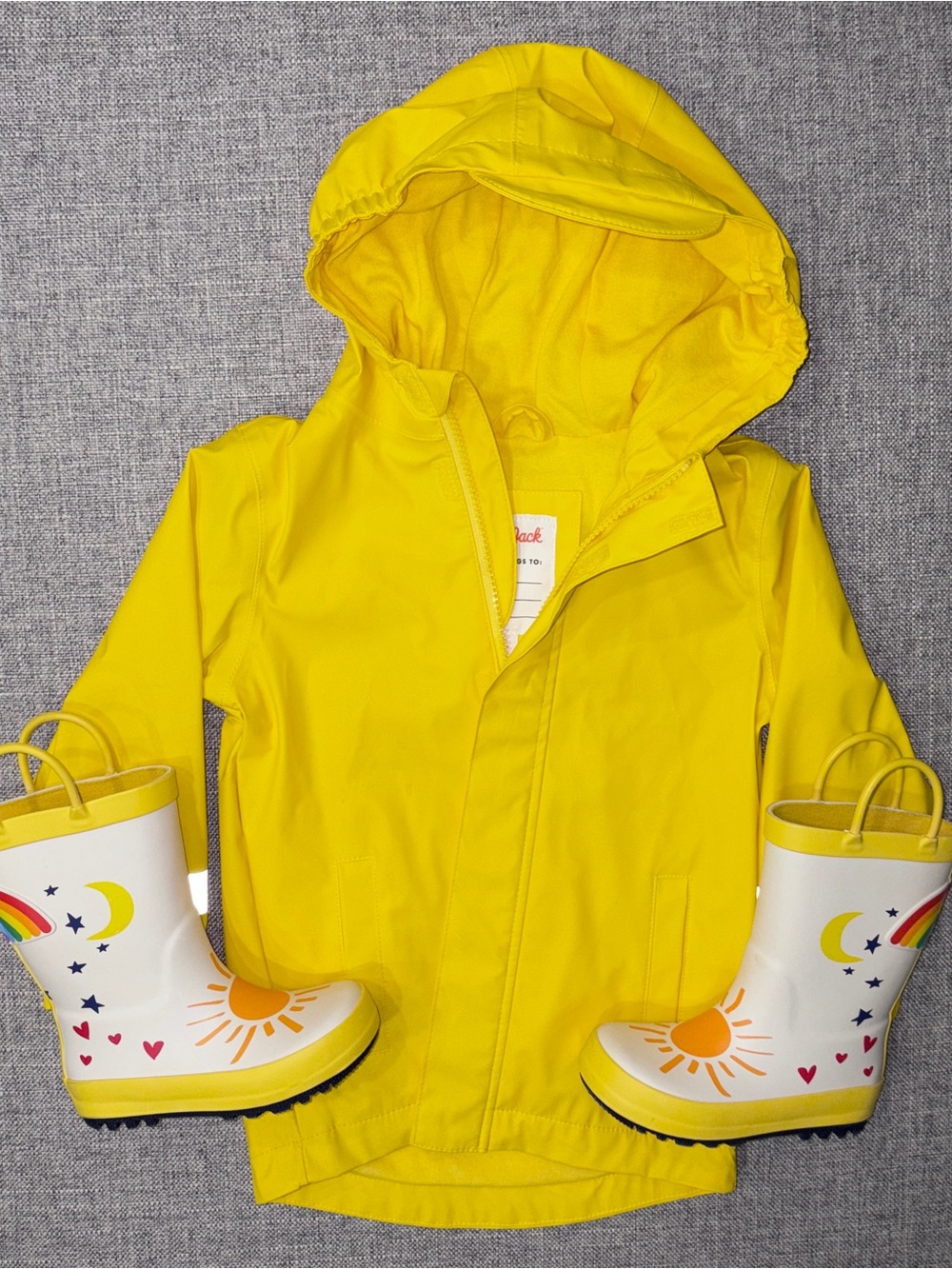 Cat & Jack 3T rain jacket and size 8 rain boots VGUC